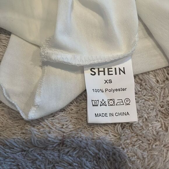 NWOT SHEIN white cropped off the shoulder tee. XS - Picture 6 of 6